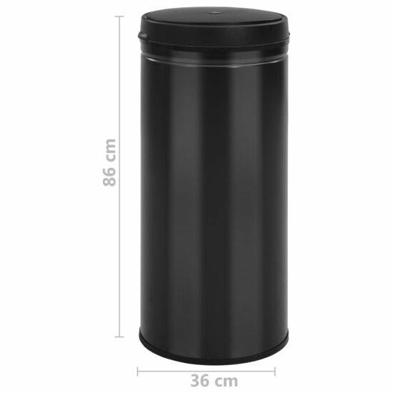 Prullenbak Met Automatische Sensor Koolstofstaal 80 l Zwart