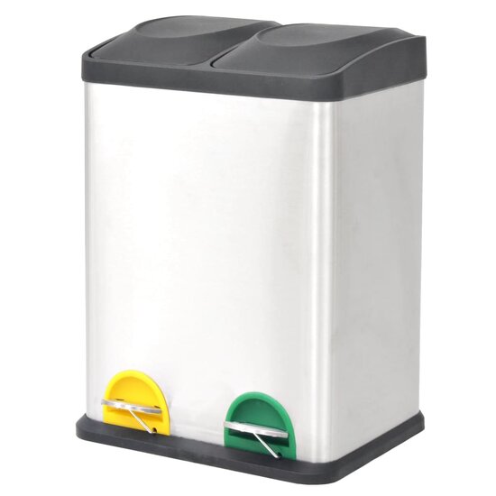 Pedaalemmer Voor Recycling 36 L Roestvrij Staal 2 x 18 l