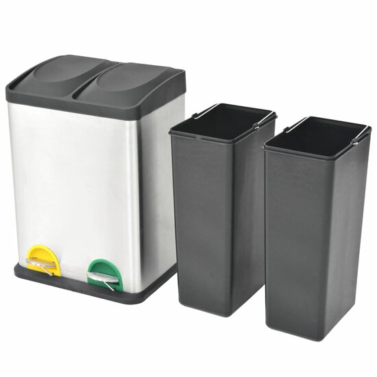 Pedaalemmer Voor Recycling 36 L Roestvrij Staal 2 x 18 l
