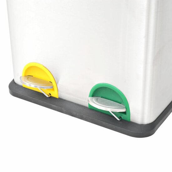 Pedaalemmer Voor Recycling 36 L Roestvrij Staal 2 x 18 l