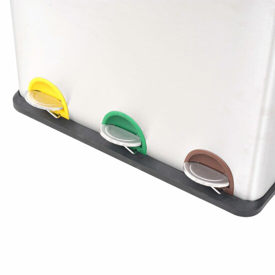 Pedaalemmer Voor Recycling 54 L Roestvrij Staal 3 x 18 l