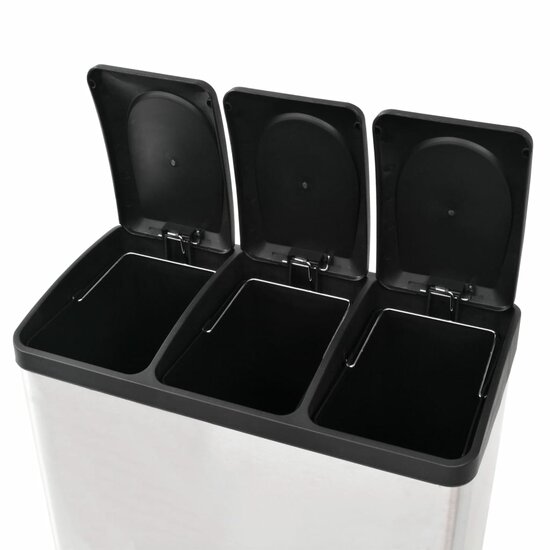 Pedaalemmer Voor Recycling 54 L Roestvrij Staal 3 x 18 l
