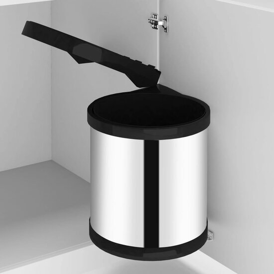 Keukenvuilnisbak Inbouw 8 L Roestvrij Staal 26.5 x 26.5 cm Zwart en zilver