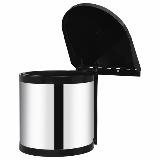 Keukenvuilnisbak Inbouw 8 L Roestvrij Staal 26.5 x 26.5 cm Zwart en zilver