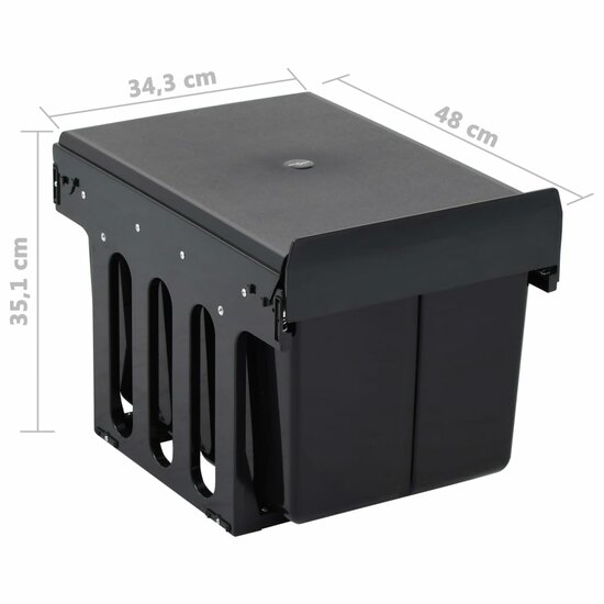 Inbouwprullenbak Uittrekbaar Soft-Close 2 36 l 48 x 34.3 x 35.1 cm