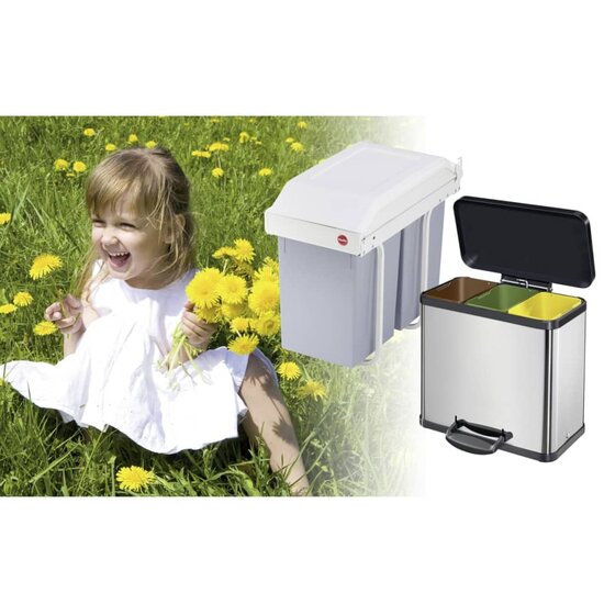 Inbouw afvalemmer Multi-Box Duo maat L 2x14 L cr&egrave;me 3659-001