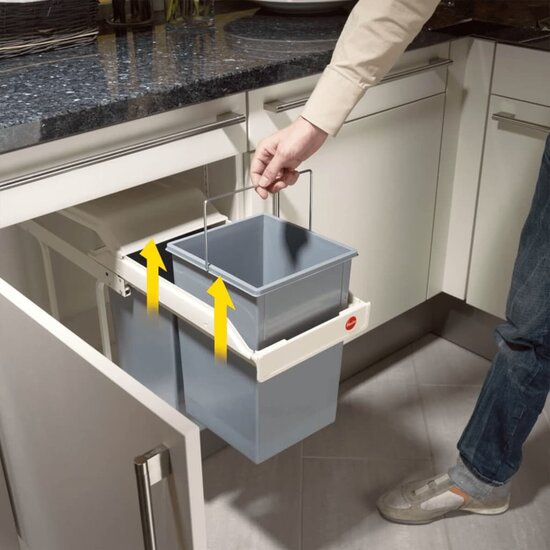 Inbouw afvalemmer Multi-Box Duo maat L 2x14 L cr&egrave;me 3659-001