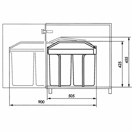 Inbouw afvalemmer Multi-Box Duo maat L 2x14 L cr&egrave;me 3659-001