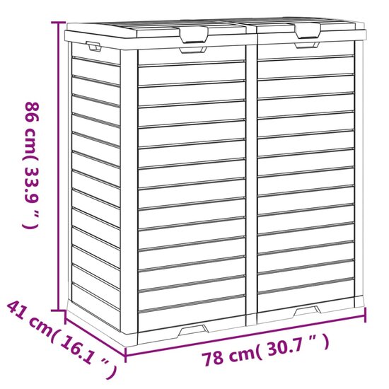 Vuilnisbak voor tuin 78x41x86 cm polypropeen zwart