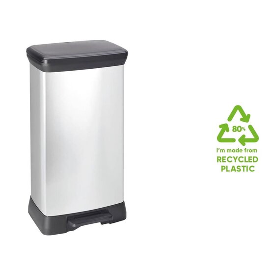 Curver Pedaalemmer Deco Rechthoekig Zilverkleurig 50 l