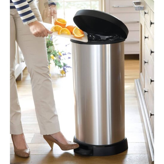 Pedaalemmer Deco D-vormig 40 L zilverkleurig