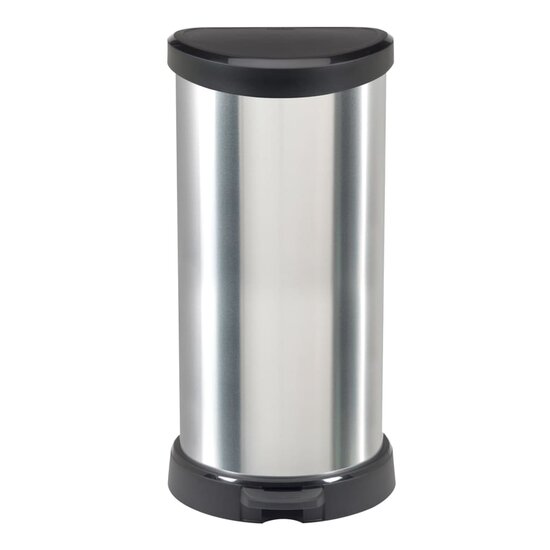 Pedaalemmer Deco D-vormig 40 L zilverkleurig
