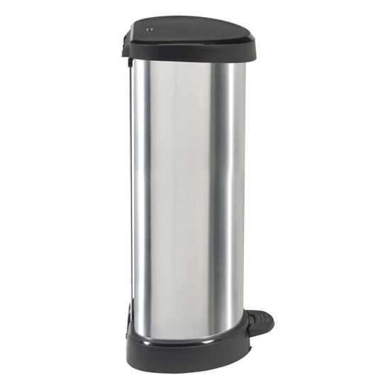 Pedaalemmer Deco D-vormig 40 L zilverkleurig