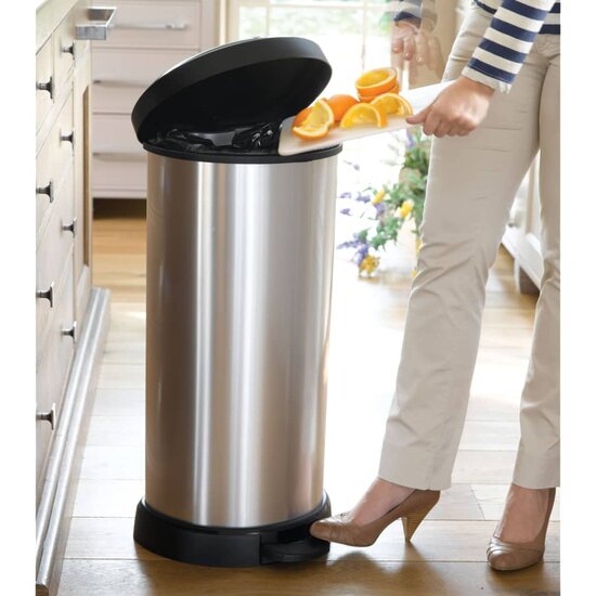 Pedaalemmer Deco D-vormig 40 L zilverkleurig