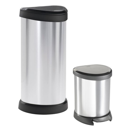 Pedaalemmer Deco ovaal 40 L zilverkleurig