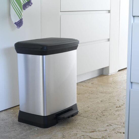Curver Pedaalemmer Deco Rechthoekig Zilverkleurig 30 l