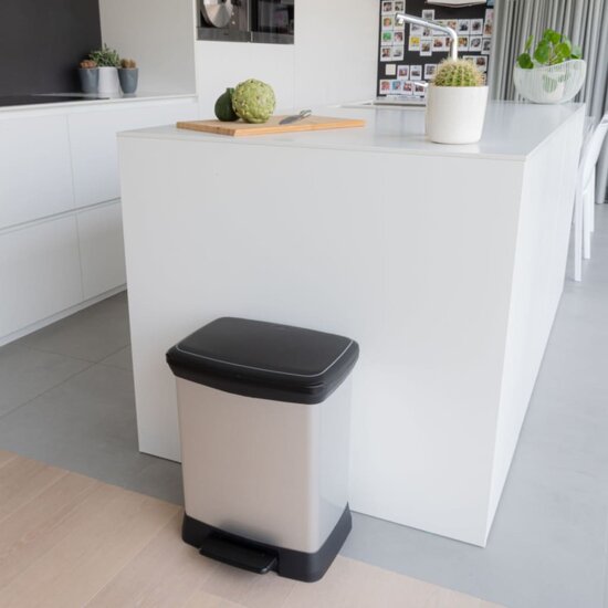 Curver Pedaalemmer Deco Rechthoekig Zilverkleurig 30 l
