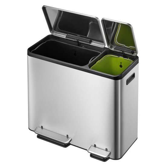 Pedaalemmer EcoCasa 30+15 L matzilverkleurig