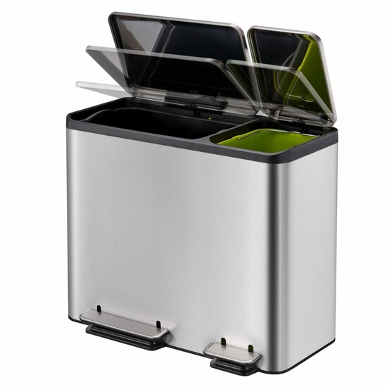 Pedaalemmer EcoCasa 30+15 L matzilverkleurig