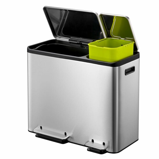 Pedaalemmer EcoCasa 30+15 L matzilverkleurig