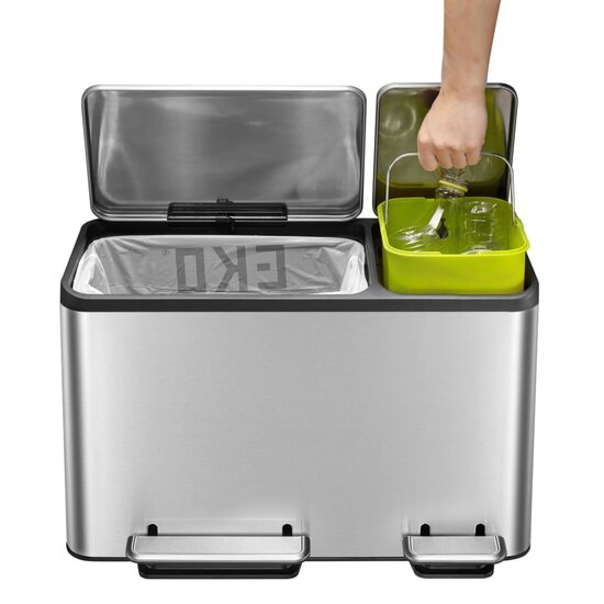 Pedaalemmer EcoCasa 30+15 L matzilverkleurig