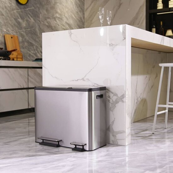 Pedaalemmer EcoCasa 30+15 L matzilverkleurig