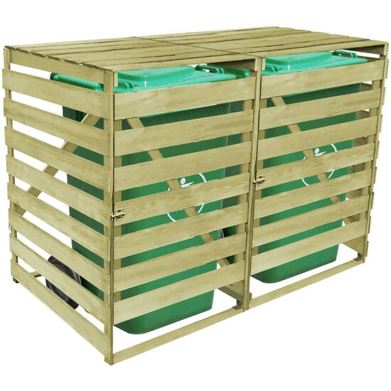 Containerberging Dubbel 240 L Ge&iuml;mpregneerd Hout 2 containers