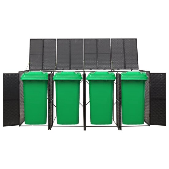 Containerberging viervoudig 274x80x117 cm poly rattan zwart