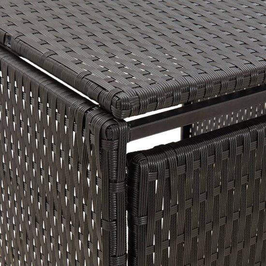 Containerberging viervoudig 274x80x117 cm poly rattan zwart