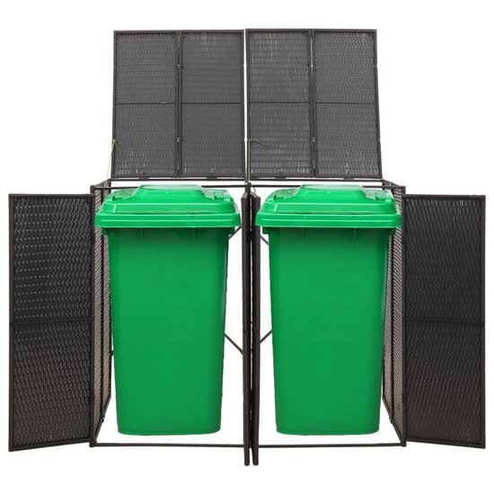 Containerberging dubbel 140x80x117 cm poly rattan zwart