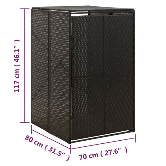 Containerberging Enkel 70X80X117 Cm Poly Rattan 1 container Zwart