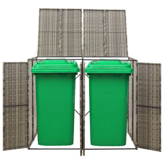 Containerberging dubbel 140x80x117 cm poly rattan grijs