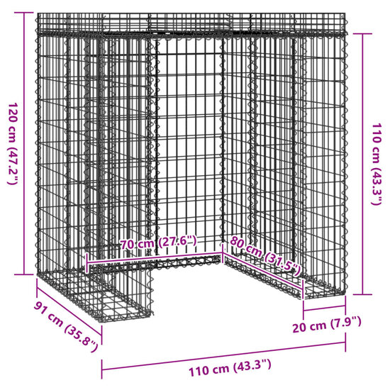 Schanskorf Voor Vuilnisbak 110X91X120 Cm Gegalvaniseerd Ijzer 1 container