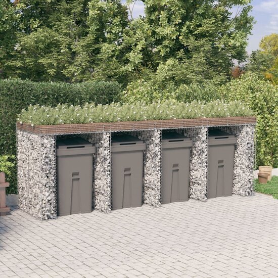 Schanskorf Voor Vuilnisbak 350X91X120 Cm Gegalvaniseerd Ijzer 4 containers