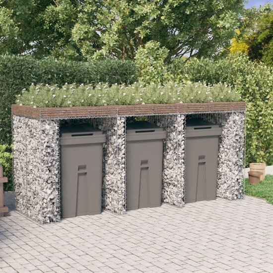Schanskorf Voor Vuilnisbak 270X91X120 Cm Gegalvaniseerd Ijzer 3 containers
