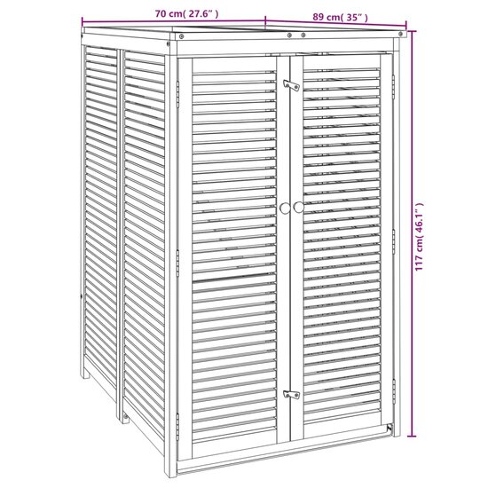 Afvalbakberging enkel 70x89x117 cm massief acaciahout