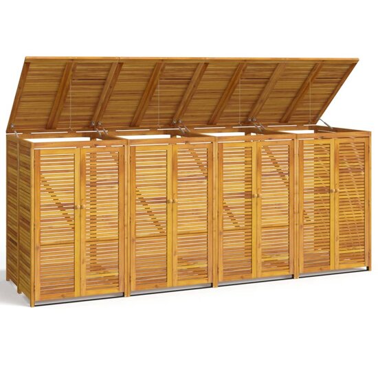 Vuilnisbakberging Viervoudig 280X89X117 Cm Massief Acaciahout 4 containers