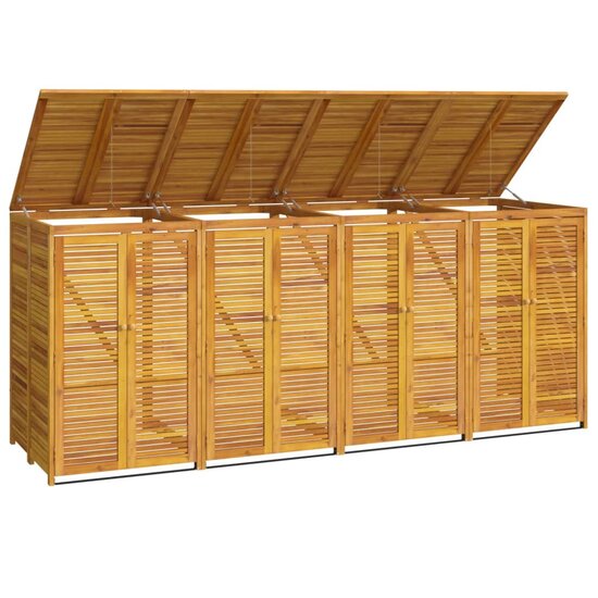 Vuilnisbakberging Viervoudig 280X89X117 Cm Massief Acaciahout 4 containers