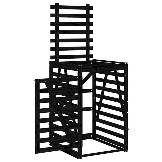 Containerberging 84X90X128,5 Cm Massief Grenenhout Zwart 84 x 90 x 128.5 cm Zwart grenenhout
