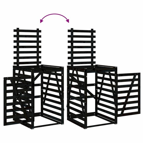 Containerberging 84X90X128,5 Cm Massief Grenenhout Zwart 84 x 90 x 128.5 cm Zwart grenenhout