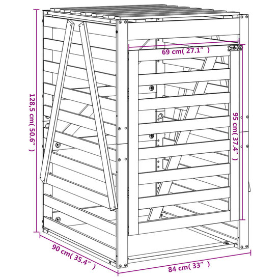Containerberging 84X90X128,5 Cm Massief Grenenhout Grijs 84 x 90 x 128.5 cm Grijs grenenhout