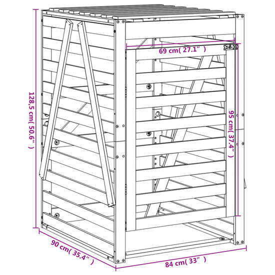 Containerberging 84x90x128,5 cm massief grenenhout douglas