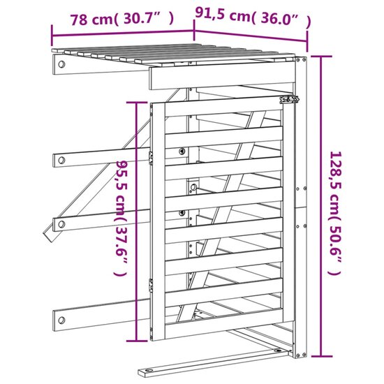 Containerberging Verlengstuk Massief Douglashout 78 x 91.5 x 128.5 cm Natuurlijk douglashout