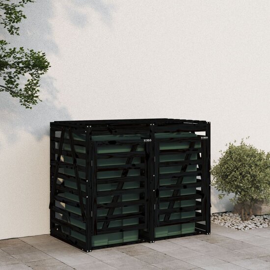 Containerberging Dubbel Massief Grenenhout Zwart Zwart grenenhout