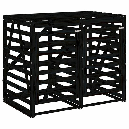 Containerberging Dubbel Massief Grenenhout Zwart Zwart grenenhout