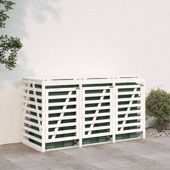 Containerberging Drievoudig Massief Grenenhout Wit Wit grenenhout
