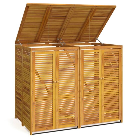 Afvalbakberging Dubbel 140X89X117 Cm Massief Acaciahout 2 containers