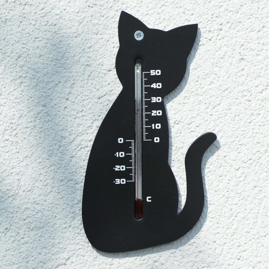 Wandthermometer kat zwart