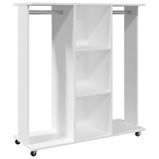 Kledingkast Met Wielen 102X38X110 Cm Bewerkt Hout Wit
