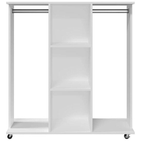 Kledingkast Met Wielen 102X38X110 Cm Bewerkt Hout Wit